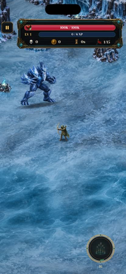 Wind Archer facing the Frozen Caverns guardian